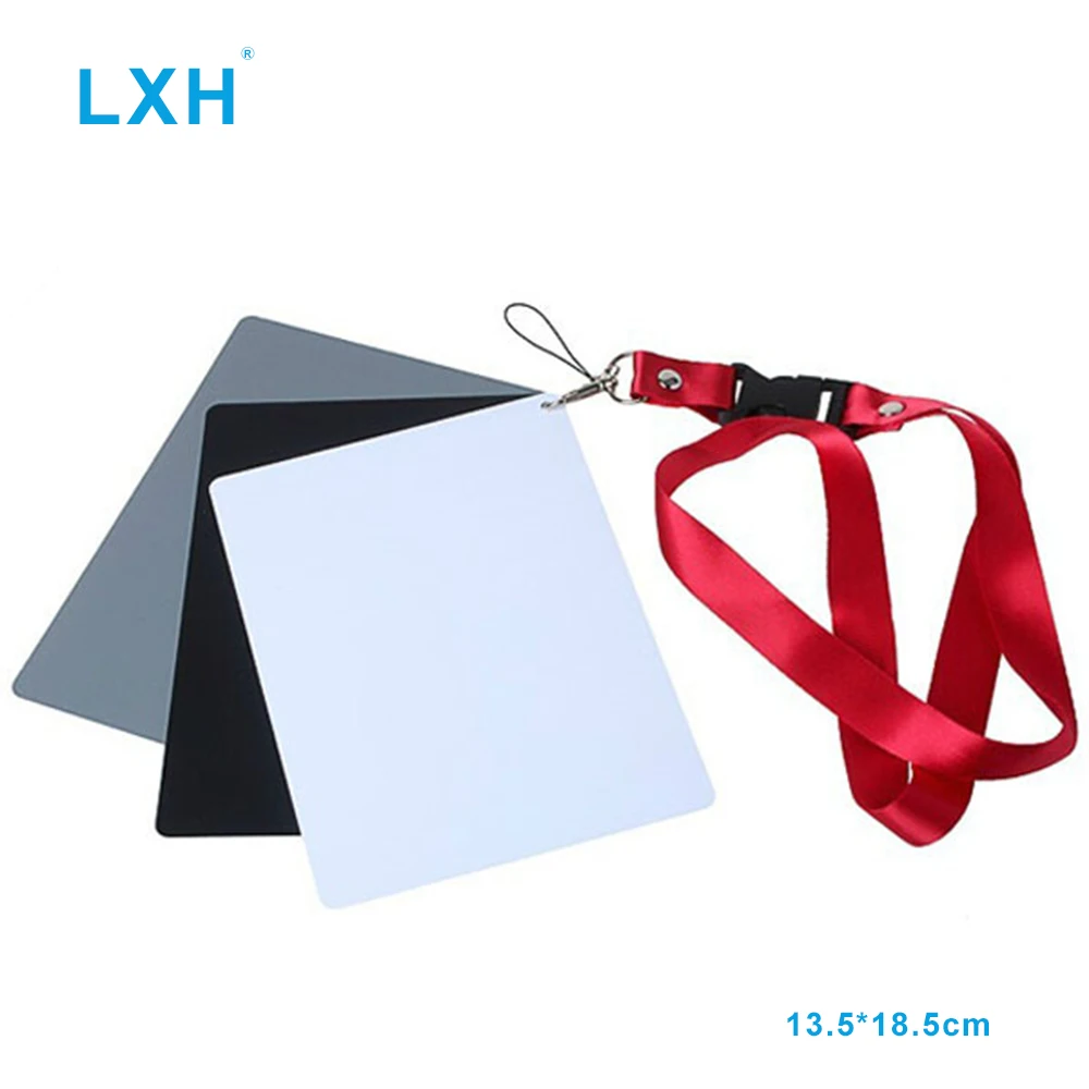 

LXH Pocket&Big Size Gray Card Photography For DSLR and Film Premium Exposure Photography Card Set Black White and 18% Gray card