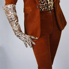 Patent Leather Long Gloves 50cm Wide Sleeves Lanterns Sleeves Simulation Leather Animal Pattern Silver Snake Pattern Men Women grid pattern long sleeves blouses