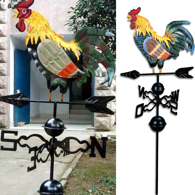 

Metal Weather Vane with Rooster Ornament Rooster Weathervanes Garden Patio Decor LBShipping