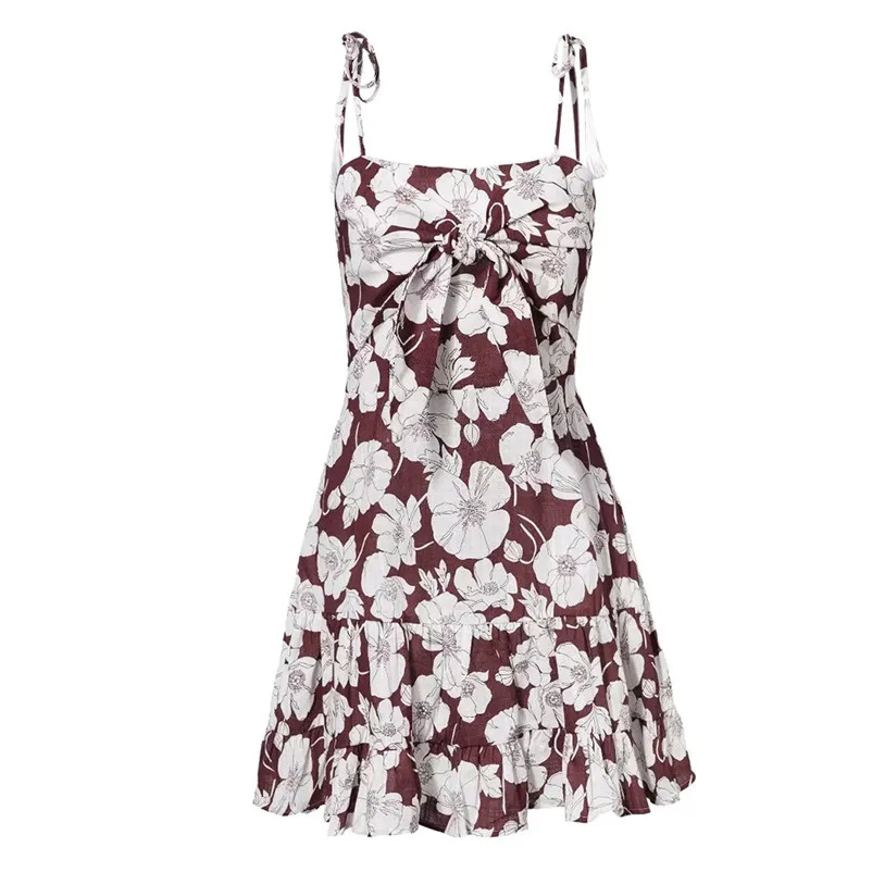 Fashion summer dress 2018 Beach dress Women Ladies Floral Printing Sleeveless Mini Dress Casual Dress vestido robe J12#N (13)