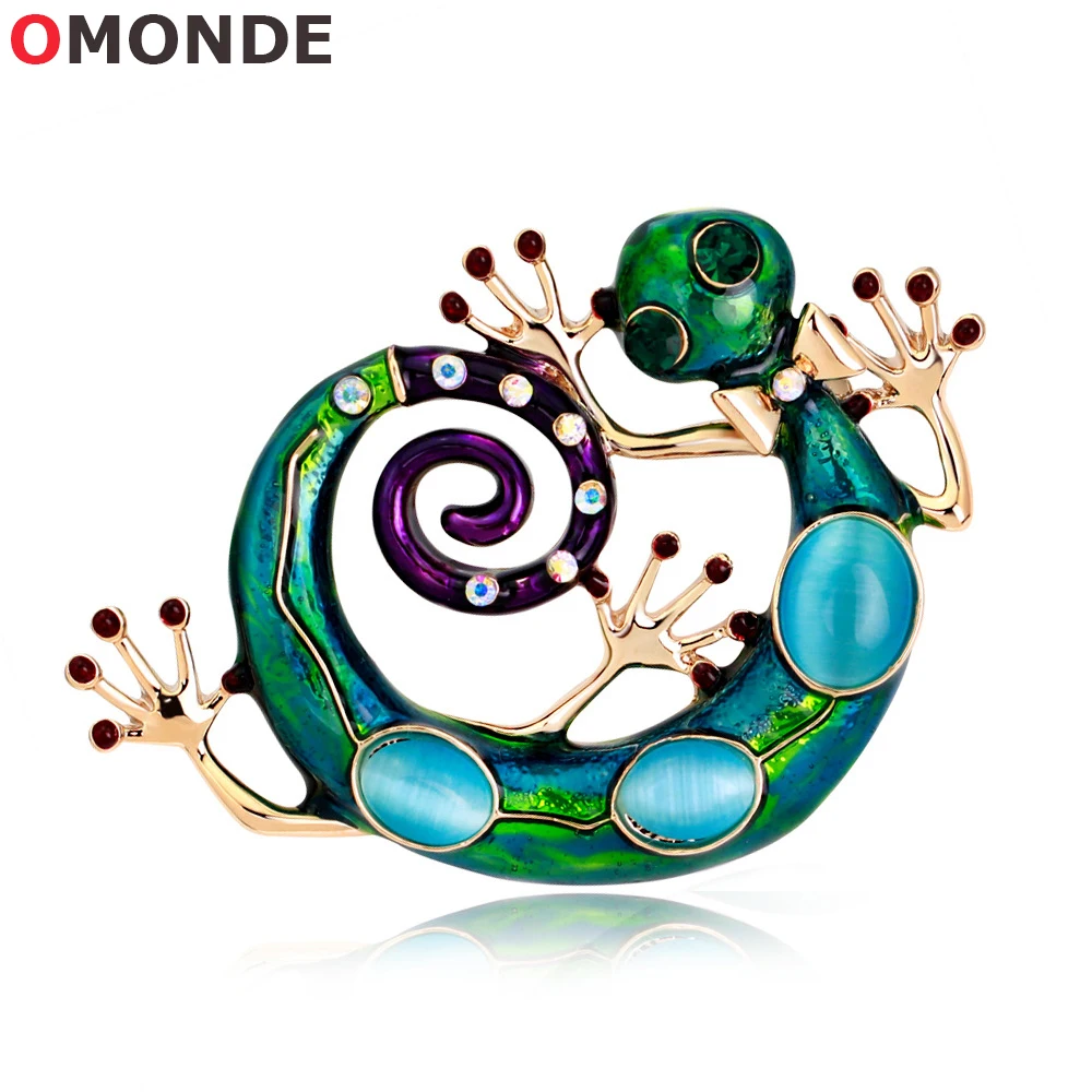 

Enamel Brooches Scarf Pins for Women Men Fashion Green Rhinestone Large Stranger Lizard Cute Animal Delicate Collar Jewelry Gift