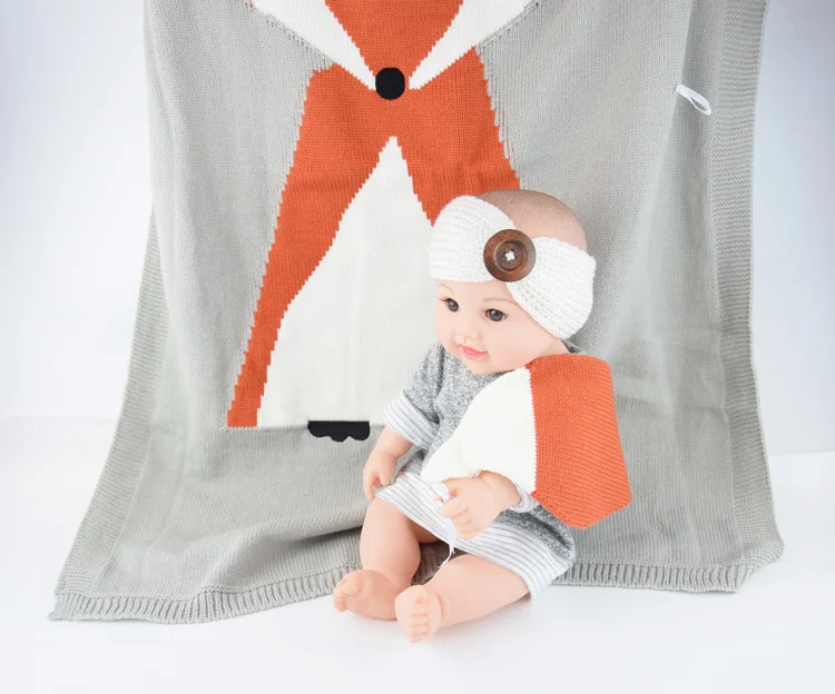Хлопковое вязаное крючком одеяло для пикника с рисунком лисы; удобное детское одеяло; коврик для младенцев; минималистичный детский коврик для душа; пеленка для малышей