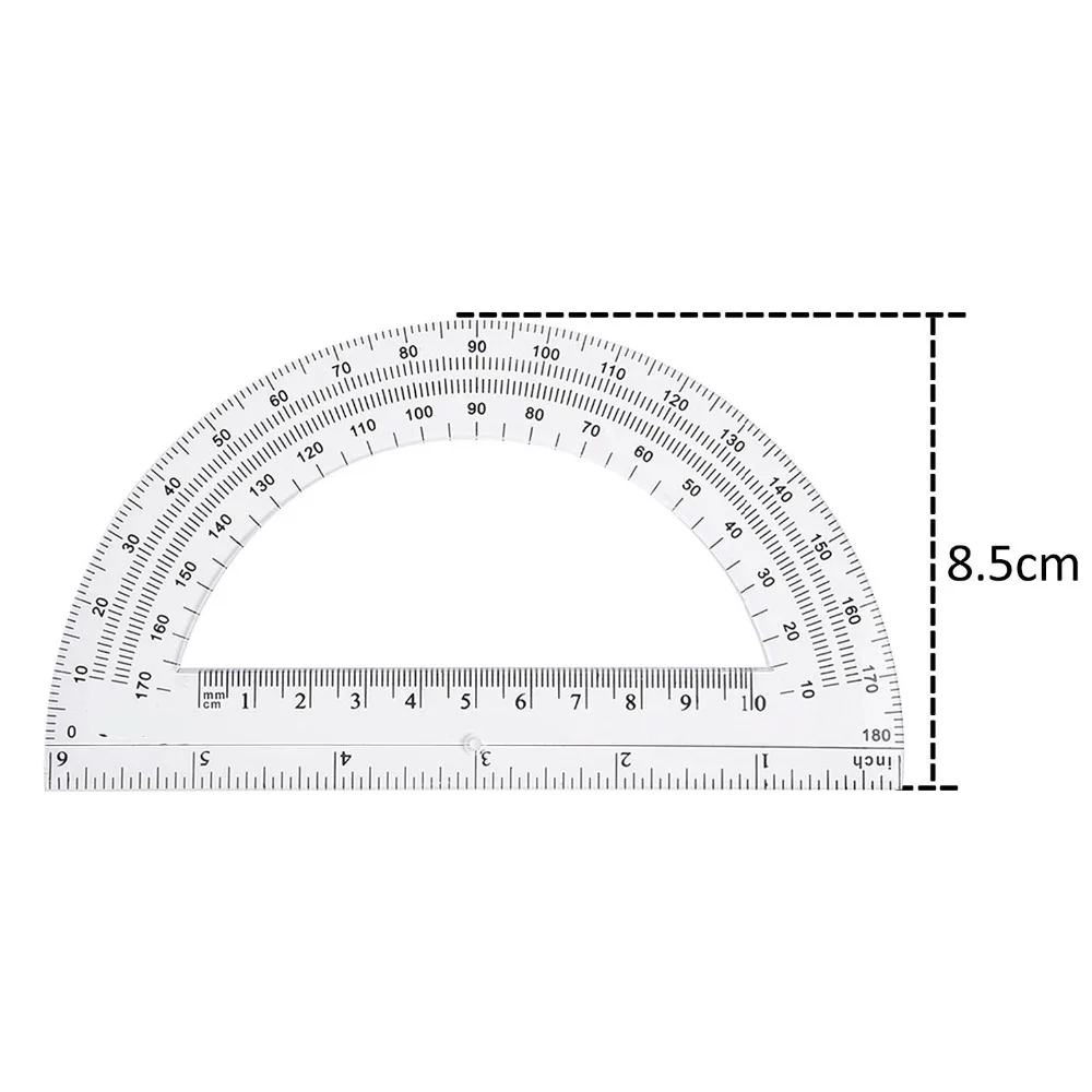 Plastic Protractor Ruler 1 Piece Plastic Protractors 180 Degree 6 Inches Clear