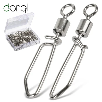MEGA DEAL ❤️ DONQL 10/20/50pcs Fishing Rolling Swivels Connector with T shape Snap 2#-10# For Fishhook Lure Tackle Carp Fishing Accessories - discount item 22% OFF Sports & Entertainment