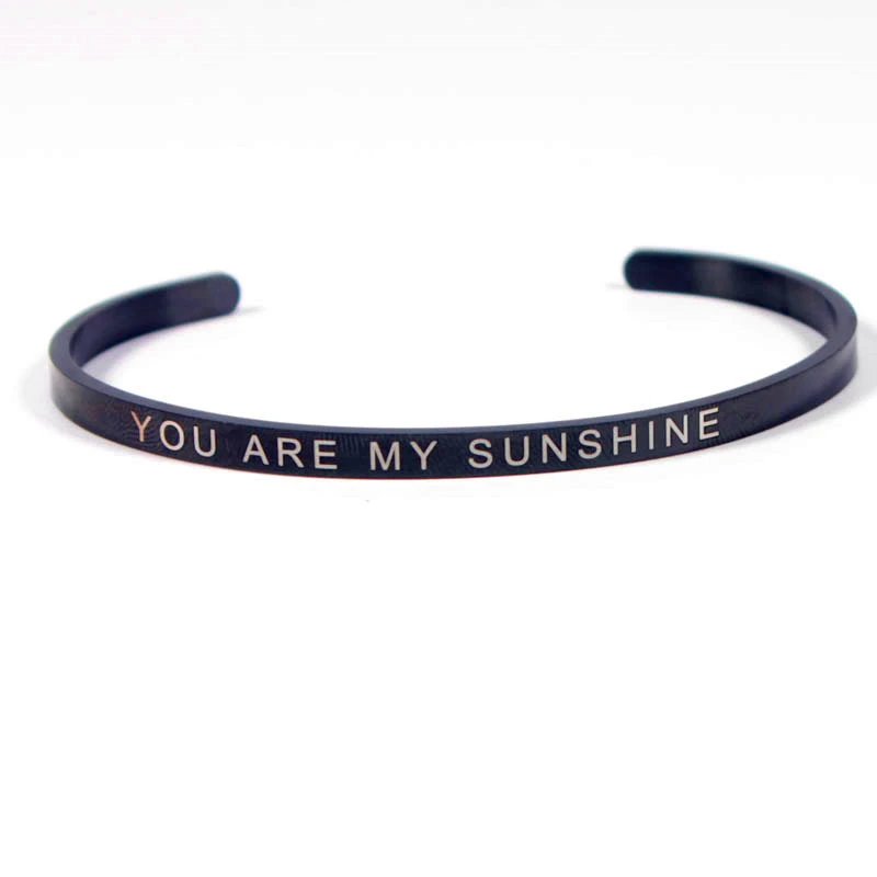 New YOU ARE MY SUNSHINE гравировкой Браслеты нержавеющей стали браслеты 4 мм Ширина
