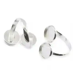 2 шт. 2-Bezel основа для кольца базовой настройки ювелирных изделий 12mm Silver White