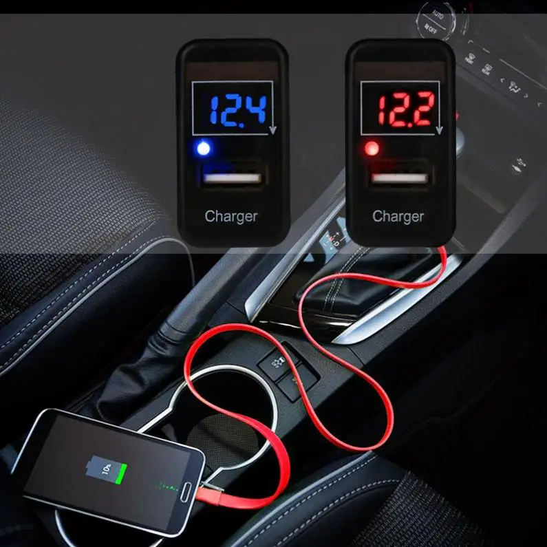 2 в 1 вольтметр автомобильное зарядное устройство USB 5 В 2.1A приборная панель для