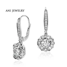ANI 18 К белого золота Для женщин Длинные висячие серьги 2,22 КТ Certified я/SI1 натуральный в форме цветка с блестками серьги для Для женщин ювелирные изделия