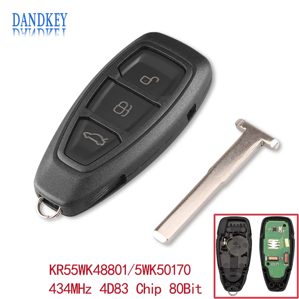 Dandkey 3 Button Fob For Ford Focus C Max Kuga Fiesta 433Mhz