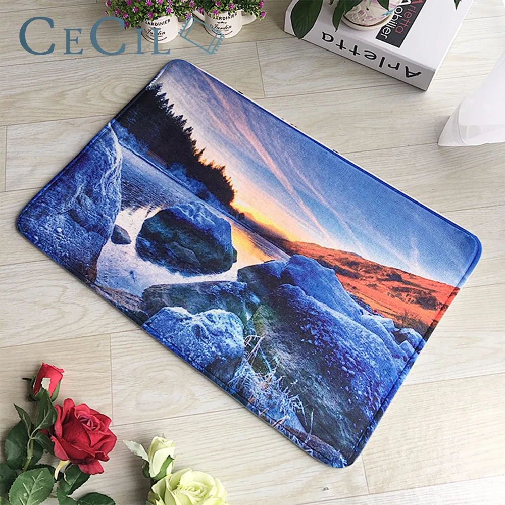 

Cecil Floor Mat Summer Style Tropical Paradise Beach with Palm Trees the Sea Ocean Decorative Door Mat Indoor/Outdoor Gate Rug