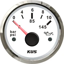 KUS Лодка Автомобильный датчик давления топлива 0-10 бар 0-145PSI с подсветкой 12 В/24 В 52 мм(") для автомобильной лодки 12 В/24 В