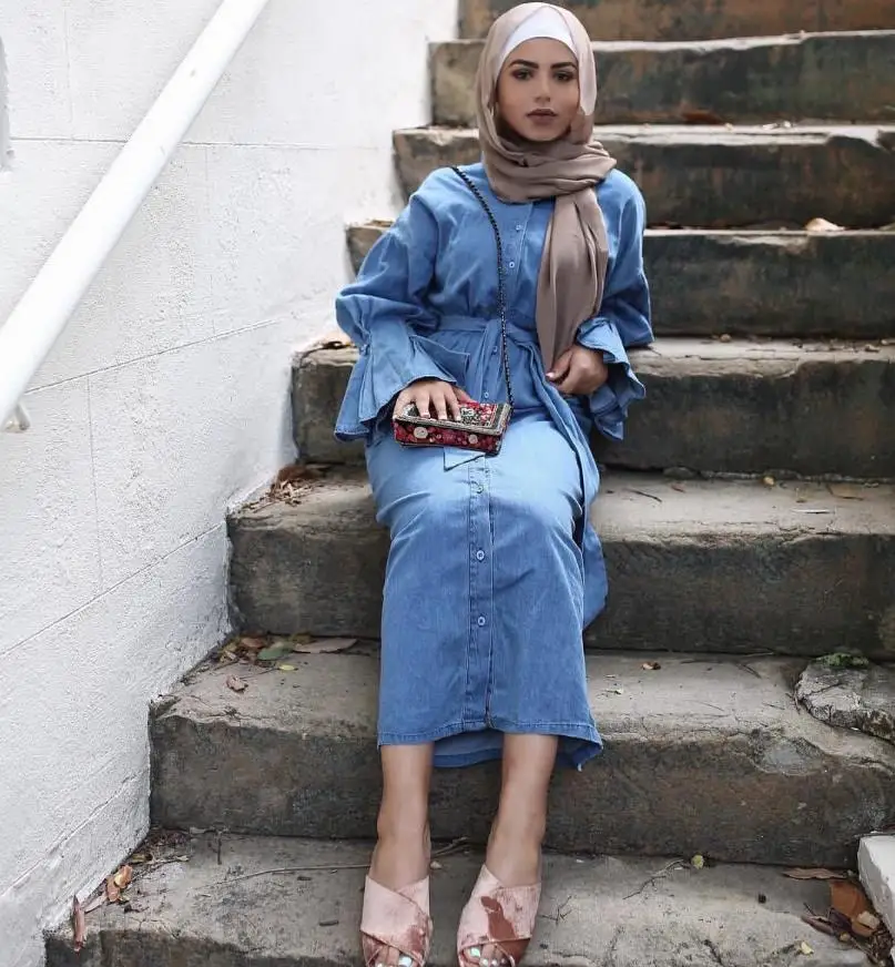 dress denim muslimah