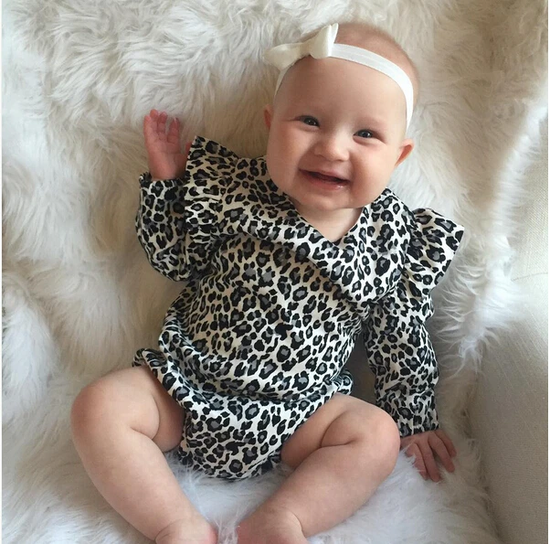 Хлопковый леопардовый комбинезон для новорожденных девочек; комбинезон; одежда для детей; цельнокроеная одежда