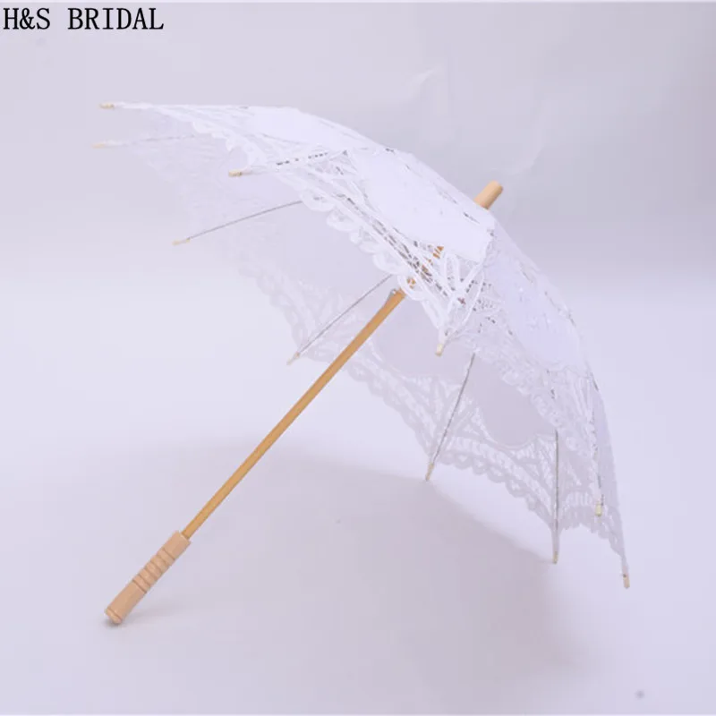 H&S BRIDAL Umbrella Vintage Victorian White Lace Manual Opening Wedding Umbrella Black Bride Parasol For Wedding Shower