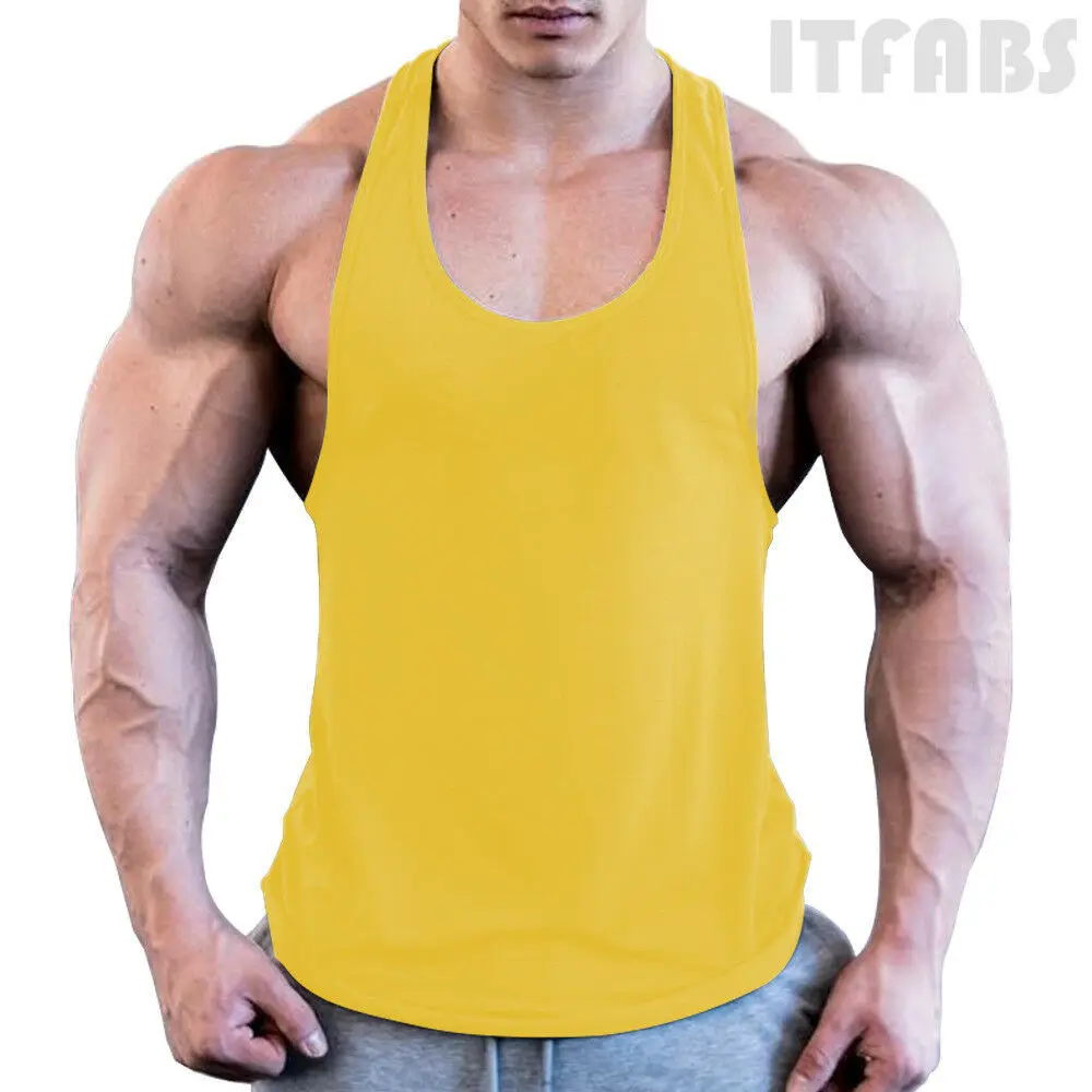 Homens musculação stringer tanque topo y-back gym workout esportes colete camisa roupas