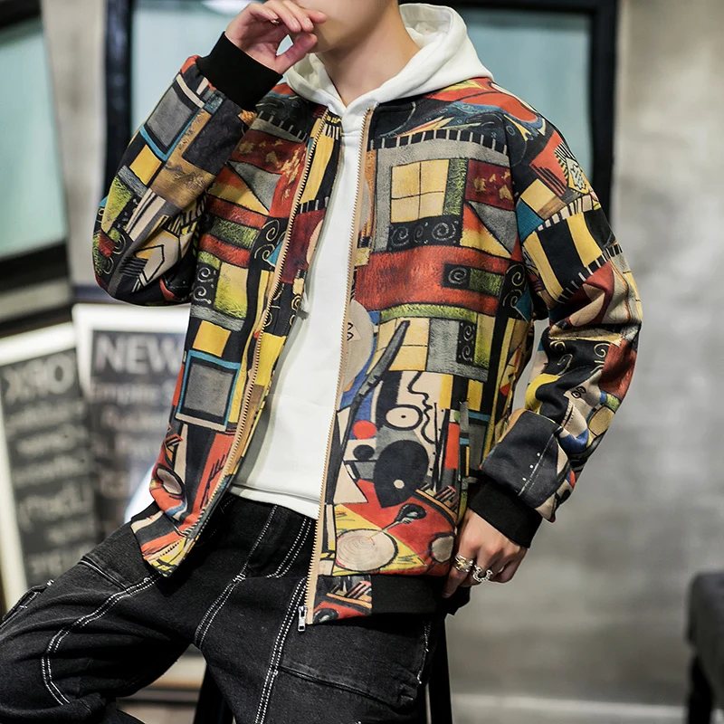 

Flower Jacket Men Fancy Men Club Party Chaqueta Para Hombre Cortaviento Hombre Slim Fit Chaqueta Hombre 2019 Autumn Clothes