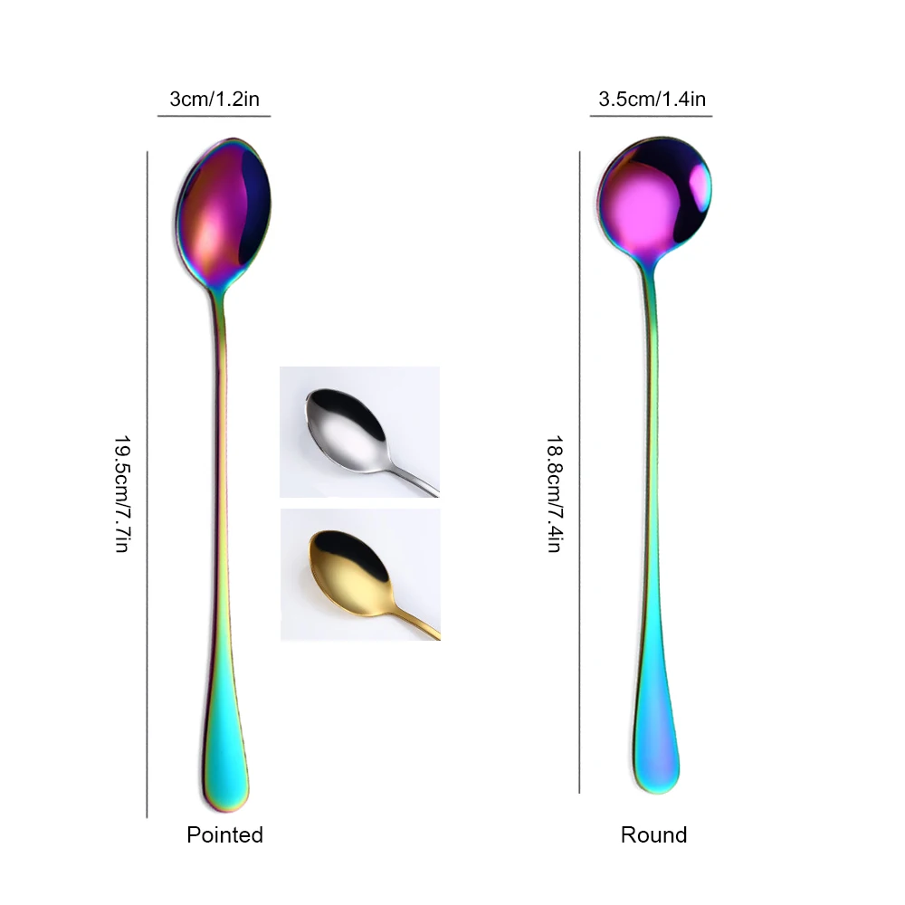 6 шт. 4 Нержавеющая сталь ложки с длинной ручкой, Чай комплект кофейных ложек мороженого пустыни ложка Стир коктейля смешивания ложка, кухонная посуда