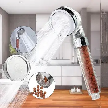 

New Shower Bath Head Adjustable 3 Mode High Pressure Handheld Shower Head With Negative Ion Activated Ceramic Balls