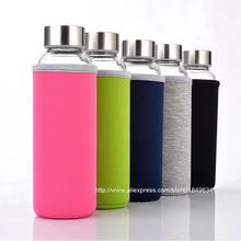 Hohe Qualität Glas Wasserflasche mit schutztasche 280 ml, 360 ml, 550 ml Trinken glas teekanne sport reiseflaschen