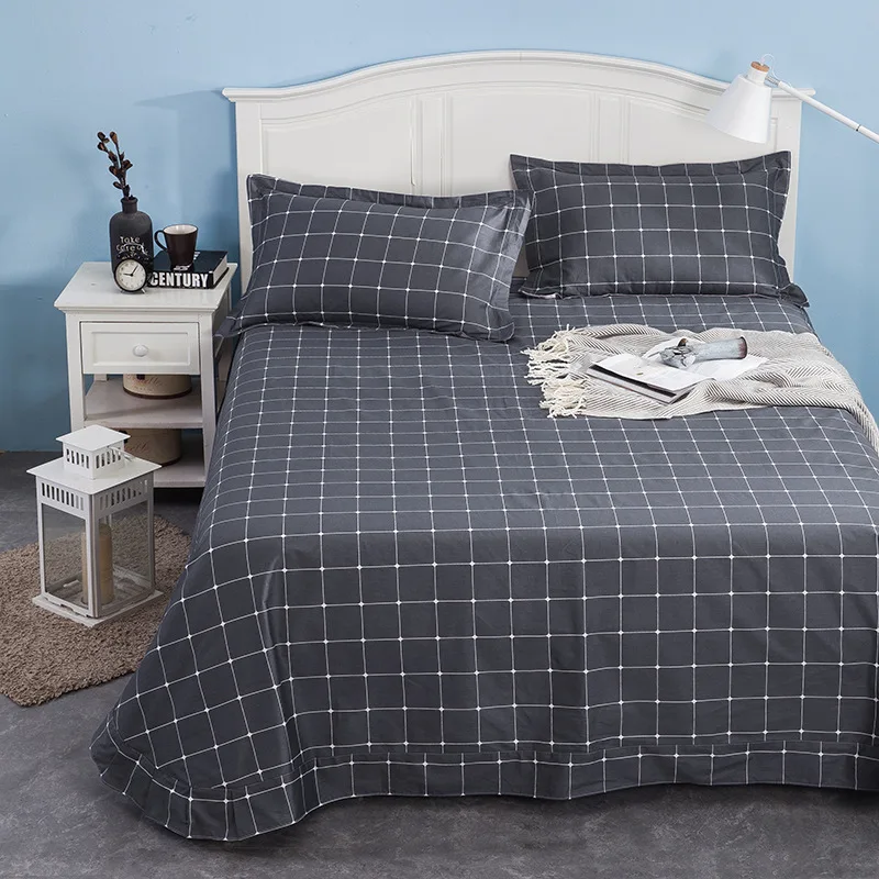 

100% Cotton Stripe Plaid Sleeping Bed Sheet Cartoon Bedspreads Bedroom Sheet Shams Covers Earthing Bedding Flat Sheet only