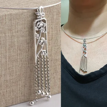 

100% Pure 925 Sterling Silver Tassel Flower Pendants for Women Men 925 Solid Thai Silver Long Pendant Jewelry Making Best Gifts