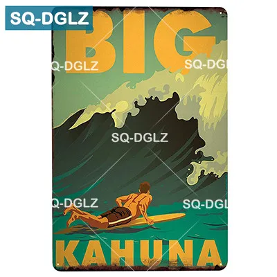 [SQ-DGLZ] Summer Hawaii Metal Tin Sign Aruba Plaque Paint Australia Wall Decor Beach Painting Plaques - Color: 1708