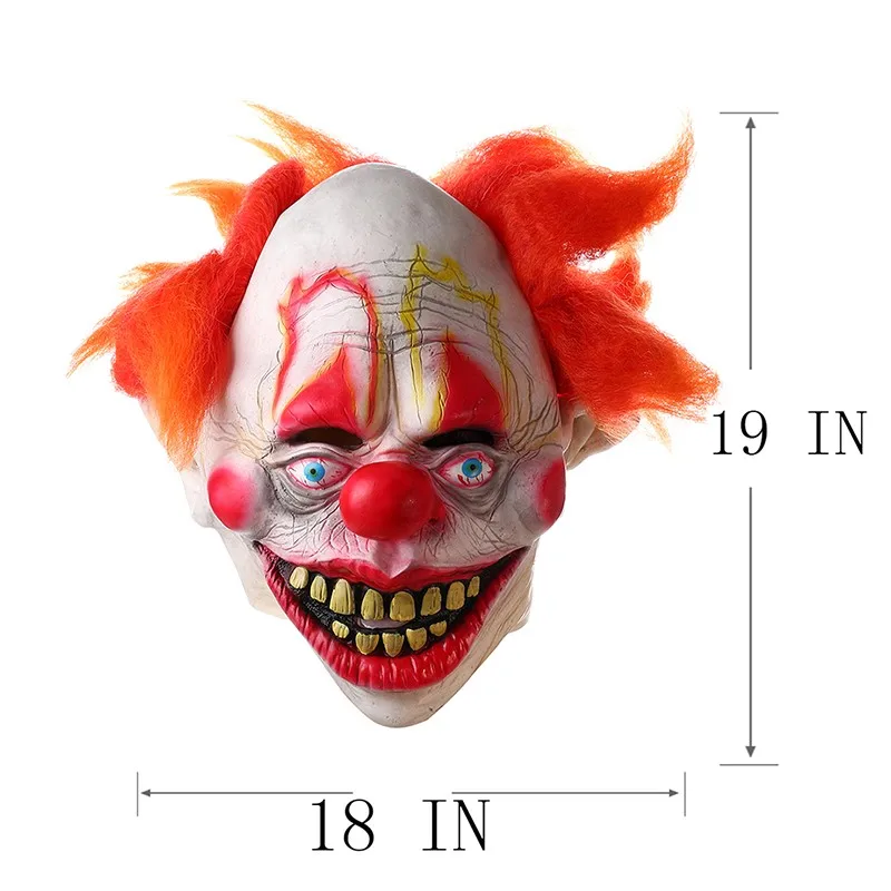 Red Nose with Red Hair Scary Clown Mask Full Face Horror Masquerade Adult Ghost Party Mask Halloween Props Costumes Fancy Dress (2)