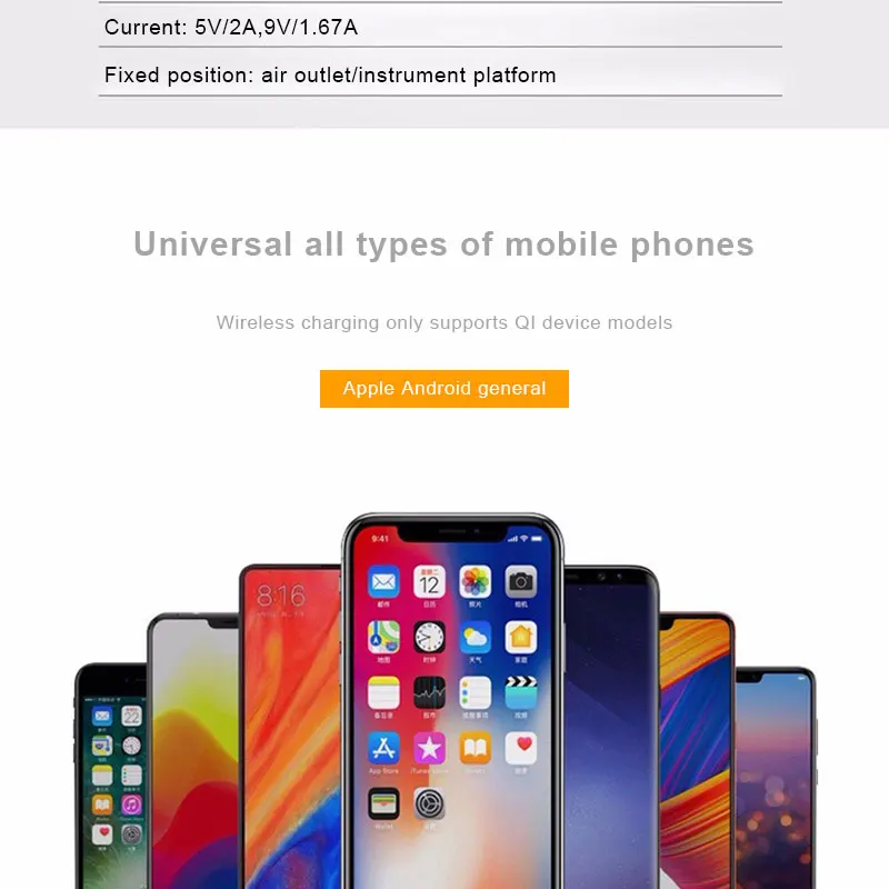 AOXIN 10 Вт Qi Беспроводное зарядное устройство для автомобиля держатель телефона для iPhone Xs Max XR X 8 Plus samsung S9 S10 Plus быстрая Беспроводная зарядка держатель