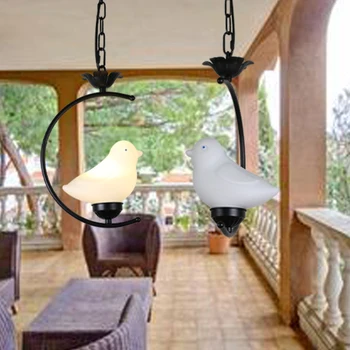 

Modern art glass bird Pendant Lights led lamps Living room led Pendant lamp E27 bulb Black White led lustre light Pendant lamps
