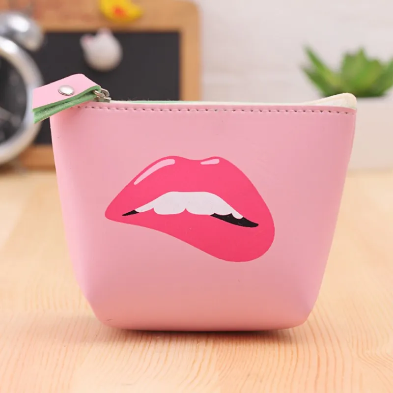 Pink Летняя Новинка, брендовые кожаные кошельки для монет, маленький свежий Повседневный Кошелек для монет ПУ, Дамская мода, милый рисунок, мультяшный доллар, сумка для денег - Цвет: Pink