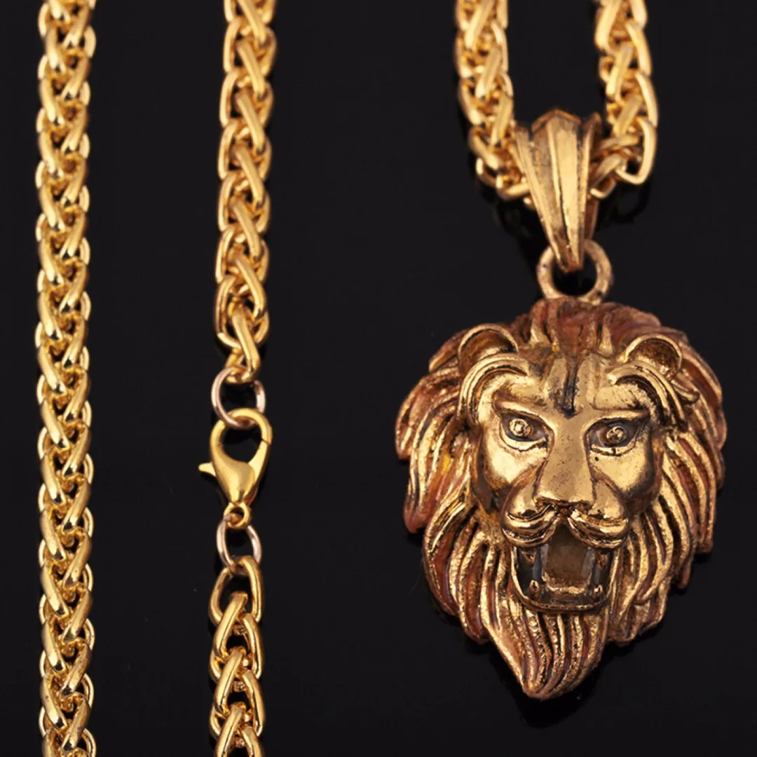 Men's Stainless Steel Luminous Glowing In The Dark Lion Head Pendant Necklace