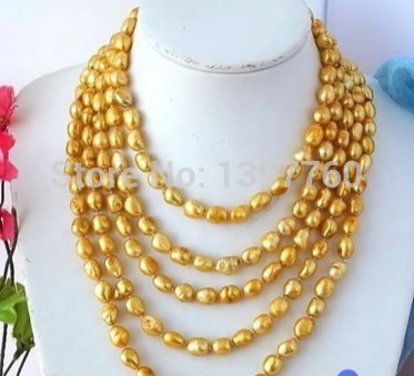 

Miss charm Jew.169 LONG 100" BAROQUE GOLD FRESHWATER CULTURED PEARL NECKLACE AAA