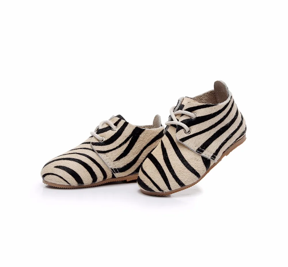 Высокое качество Натуральная кожа Оксфорд обувь трудно резиновая подошва ручной Конский волос для maccasins Обувь На Шнуровке детские