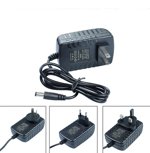 

EU/AU/US/UK plug Switching AC 100V-240V Converter Adapter DC 12V 2A 2000mA Power Supply 5.5mm x 2.1-2.5mm for LED CCTV Camera