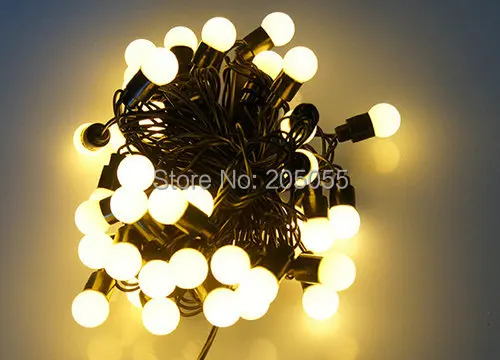 

5M 50 LED Ball String Fairy Light Christmas Wedding Holiday Xmas party 220V with tail plug linkable Static no flash- warm whtie