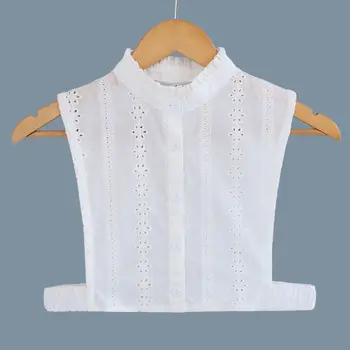 

Women Pure Color Lace Collar Flowers Hollowed Out Detachable Lapel Choker Necklace Shirt Fake False Collar Fashion Shirt Accesso