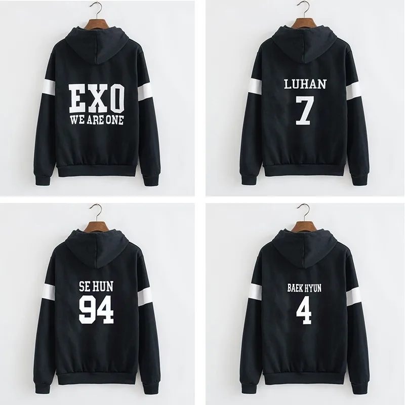 Kpop Exo sudadera con capucha para mujeres chndales de tela de moda sudadera bisbol Exo sobredosis Feminino cremallera jueg