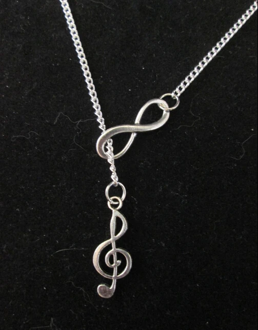 10 шт. винтажное ожерелье с подвеской Infinity music note тройной микрофон clef цепочка для