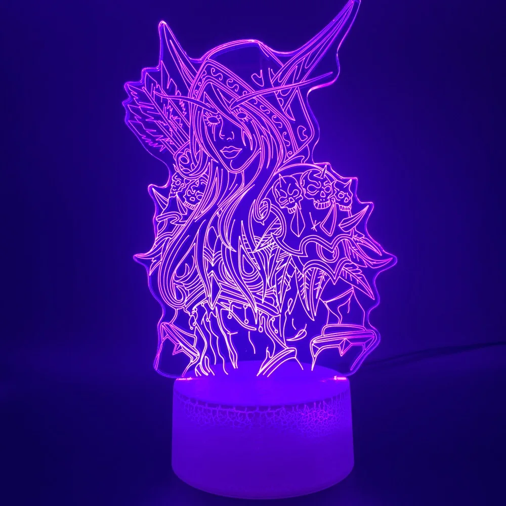 

Led Night Light Lamp Usb World of Warcraft Child Room Decoration Kids Birthday Gift Wow Sylvanas Windrunner 3d Optical Lamp