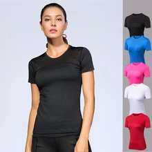 Женские спортивные тугие рубашки, спортивная одежда, дышащий Топ для йоги, летняя фитнес-одежда, одежда для тренировок, спортивная одежда для бега, тренировочные рубашки