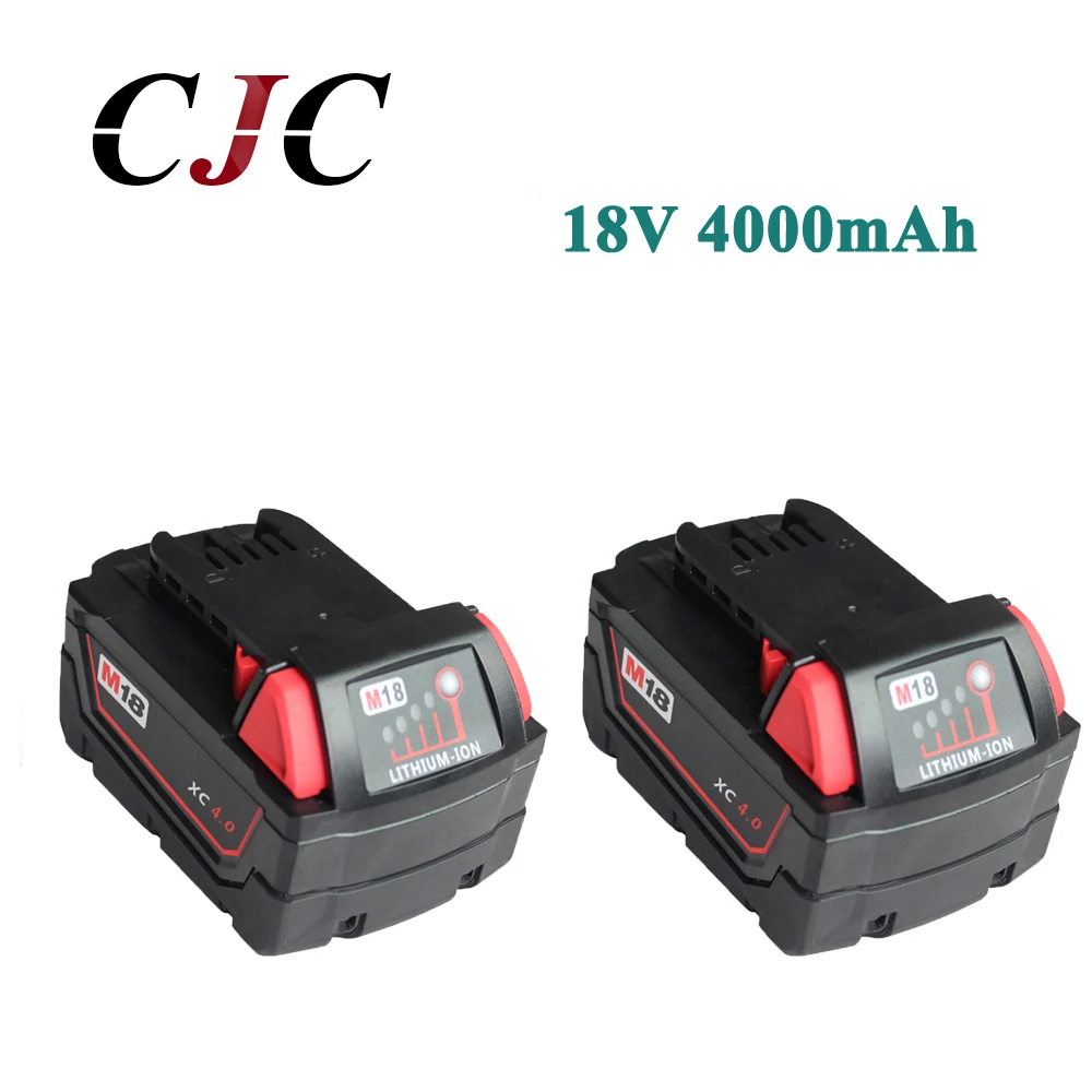

2PCS 18V 4.0Li-Ion 4000mAh Replacement Power Tool Battery for Milwaukee M18 XC 48-11-1815 M18B2 M18B4 M18BX Li18