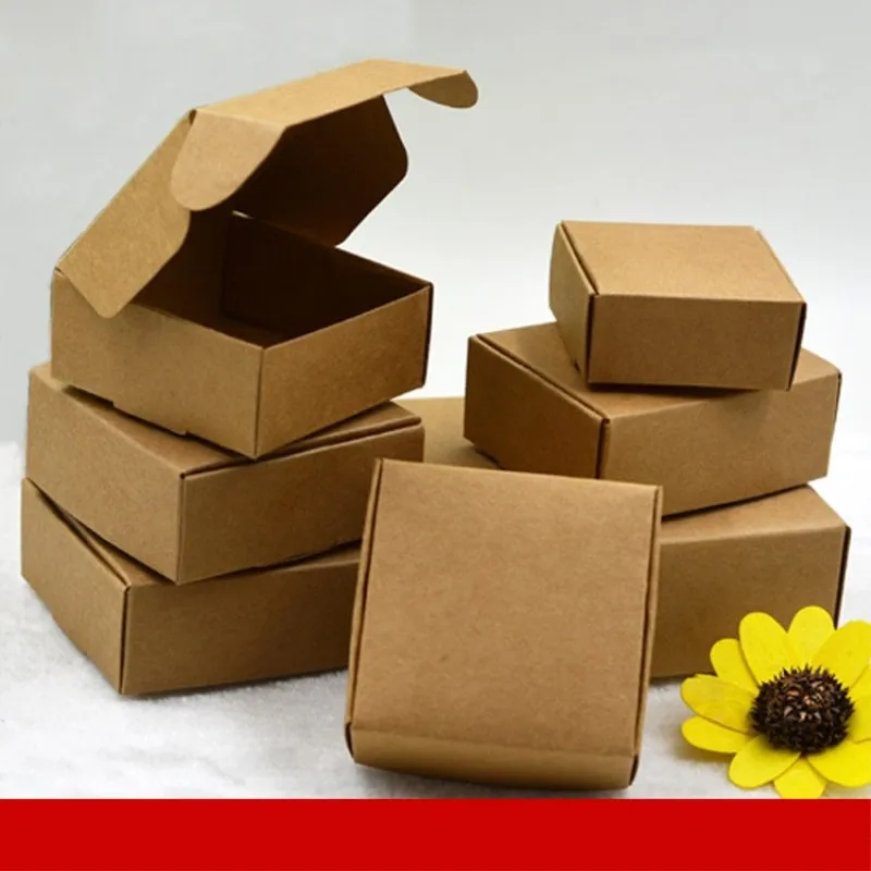 100 шт коробка для конфет из крафт-бумаги, маленькая картонная бумажная упаковочная коробка, Подарочная Коробка для мыла ручной работы