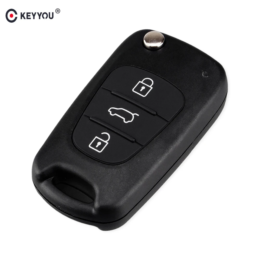 

KEYYOU 3 Buttons Flip Folding Remote Key Shell Case For KIA K2 K5 Sportage Cerato Rio Uncut Blade Car Key Case Left Blade