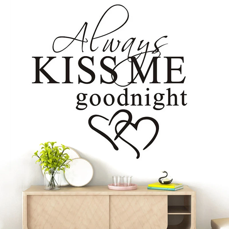 JX-LCLYL ALWAYS KISS ME GOODNIGHT Quote Wall Stickers Removable Room Decals Vinyl DIY New