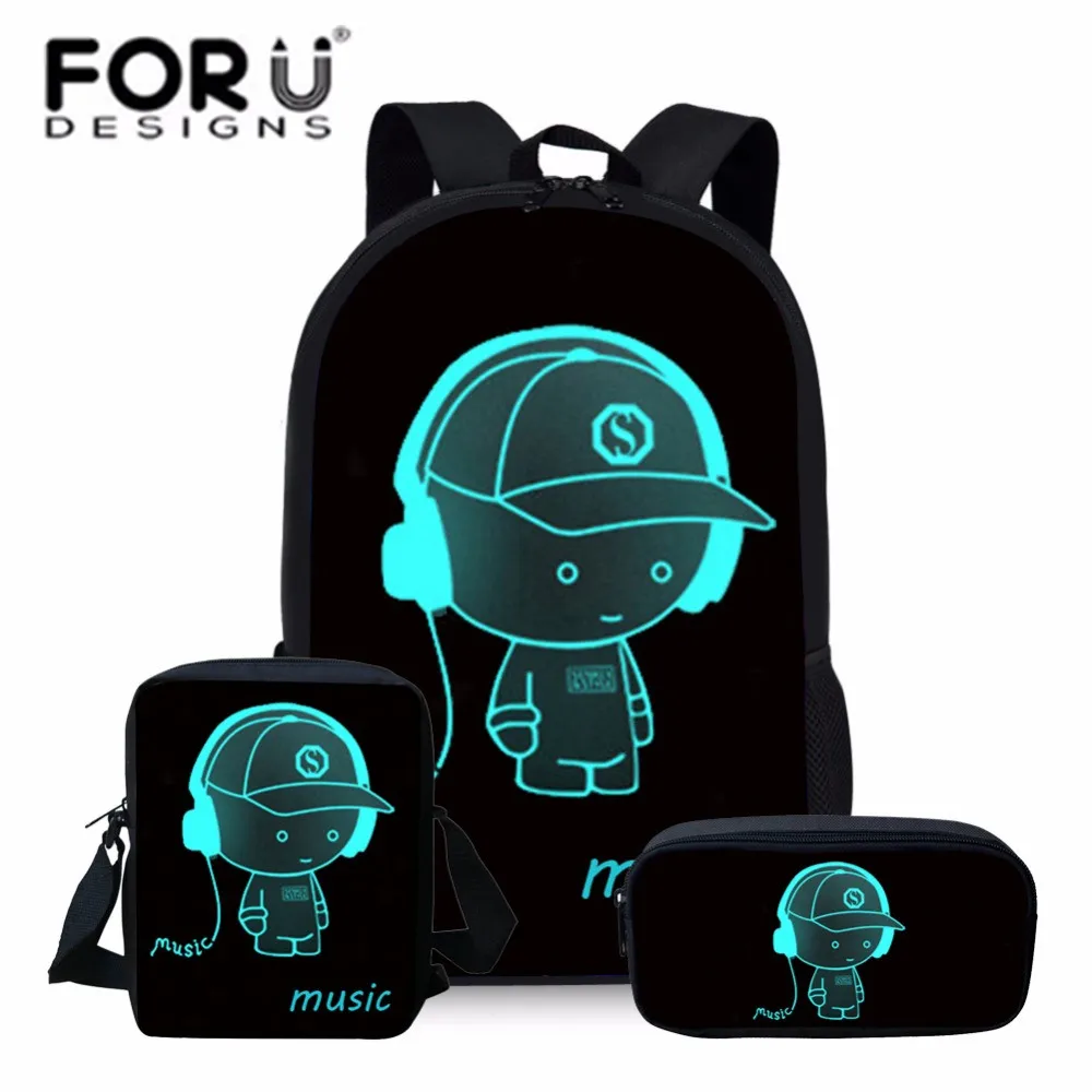 

FORUDESIGNS Luminous Printing School Bag Sets Kids School Bookbags Cool 3D Schoolbag for Teenager Girls Children Mochila Escolar