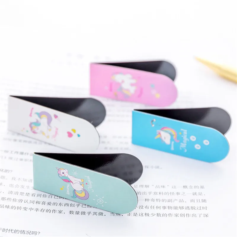 Helpro 4 шт./упак. Kawaii Единорог Закладка Клип милые мини Магнитные Закладки для