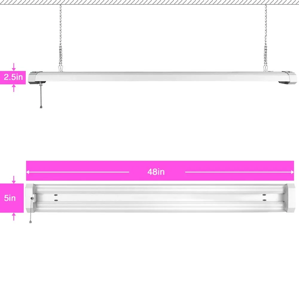 4ft LED Grow Lights 50W Full Spectrum Integrated Growing Lamp Fixtures for Greenhouse Hydroponic Indoor Plant Seedling Veg and Flower, Plug in, ONOff Pull Chain Included (7)