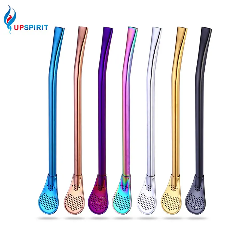 

Upspirit Stainless Steel Colorful Filter Straw Spoon Water Tea Herbal Spice Filter Smoothie Straws Coffee Stirrer Kitchen&Dining