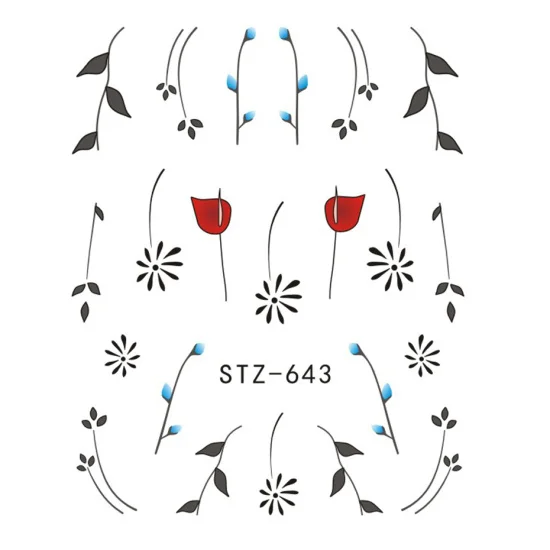 Полная красота 1 лист ногтей воды стикер DIY черный абстрактное изображение дизайн ногтей бумага украшения Маникюр стиль инструмент CHSTZ651-53 - Цвет: STZ643