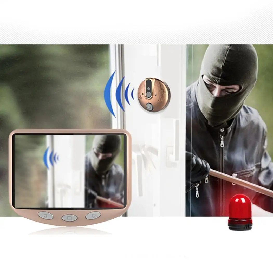 

4.3 Inch LCD 120 Degrees HD Screen Display Video Doorbell Night Vision Security 14-22mm / 0.6-0.9inch Gold